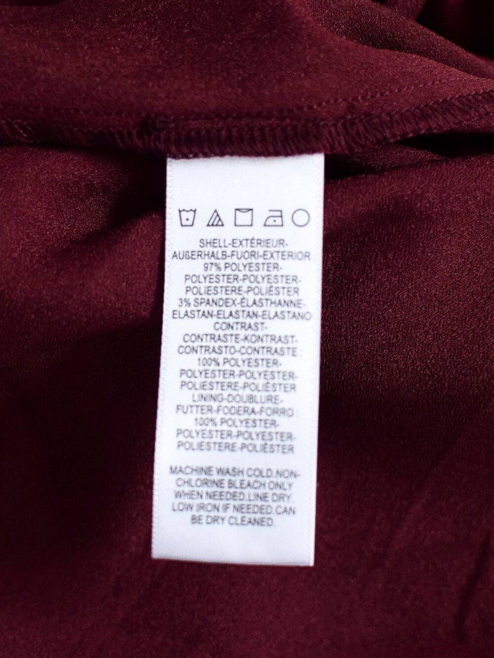 Dress The Population Alicia Dress Burgundy Chiffon Fit & Flare Lace Trim Size L - Picture 10 of 11